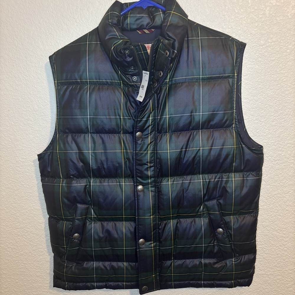 Brooks Brothers Puffer Vest Mens Size L Blue Down Fill *